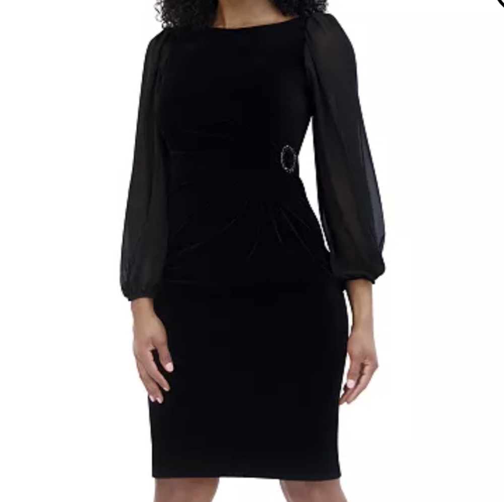 Jessica Howard Velvet Buckle Sheath Dress